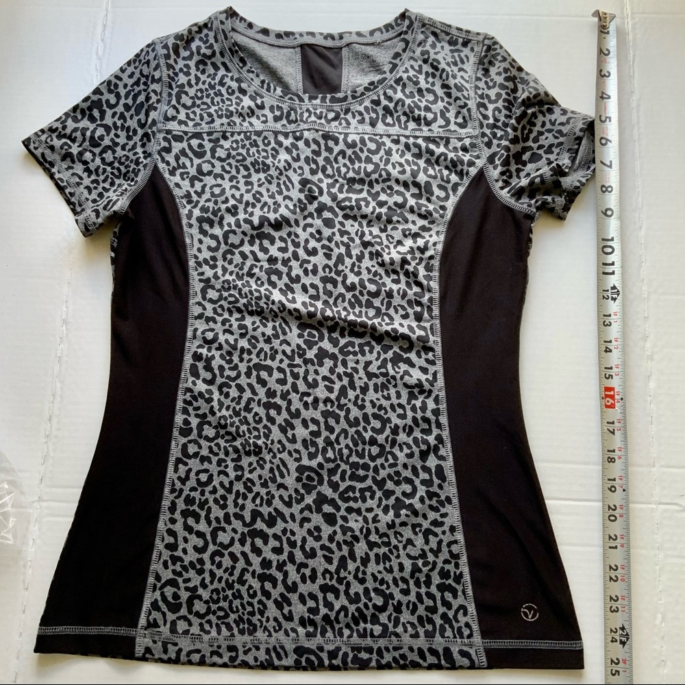 VOGO Athletica Active T-Shirt, Short Sleeve, Black and Gray